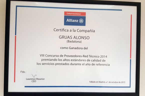Grúas Alonso certificado 2