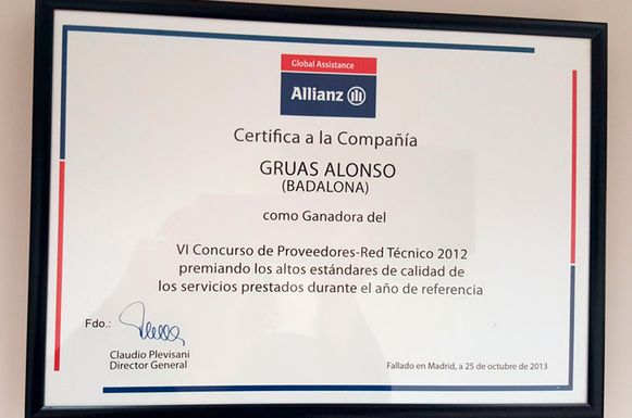 Grúas Alonso certificado 1